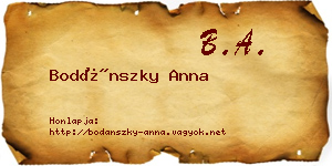 Bodánszky Anna névjegykártya